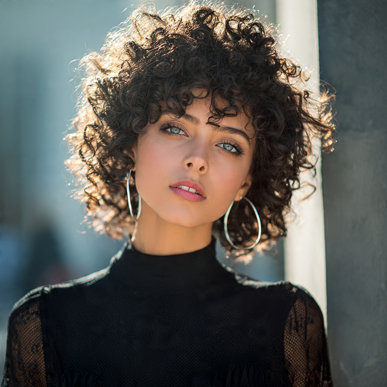 attractive women with curly curly shag cut hairsty