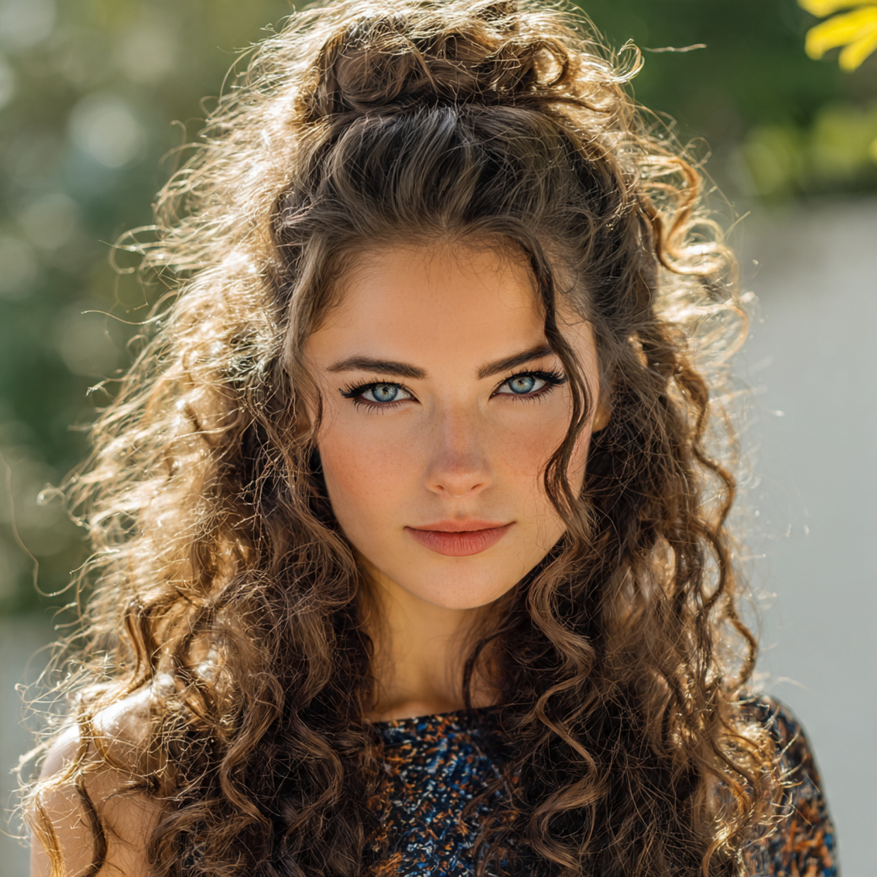 attractive women with curly half up curly style ha