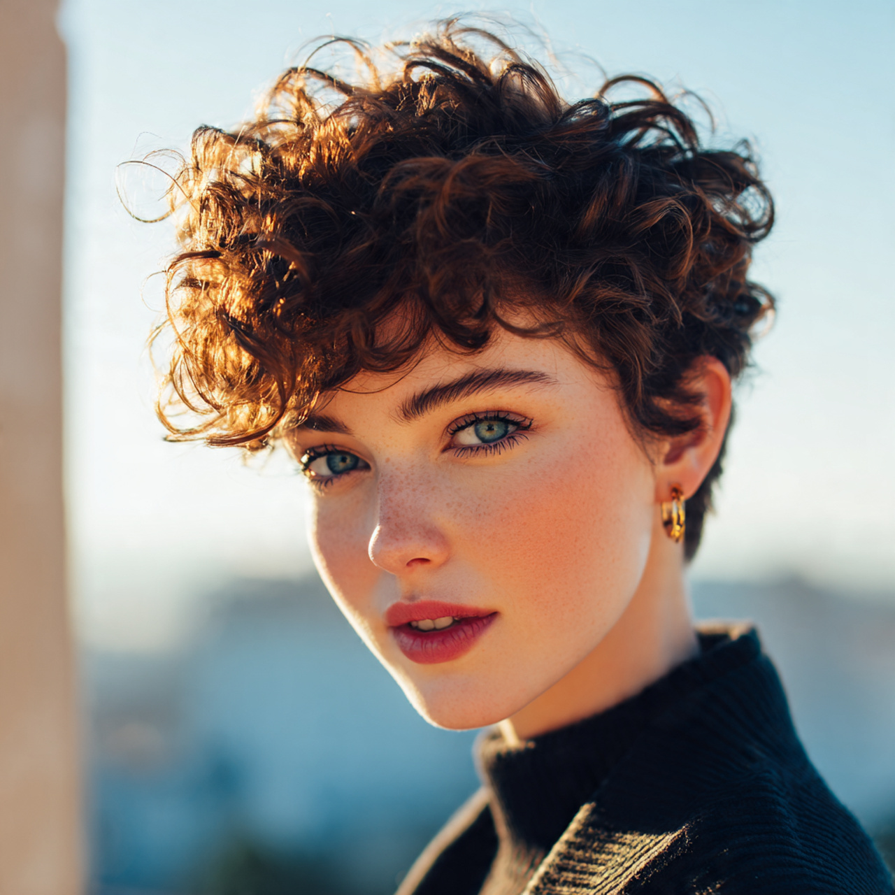 attractive women with curly pixie cut hairstyle ou