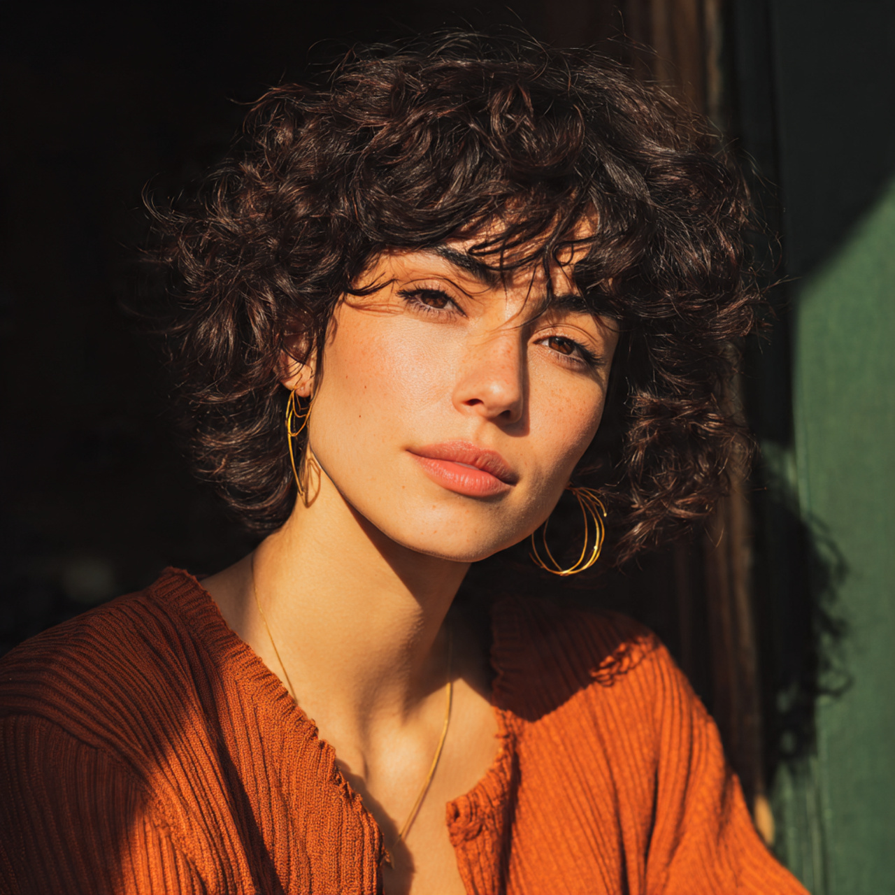 attractive women with short curly wolf cut hairsty
