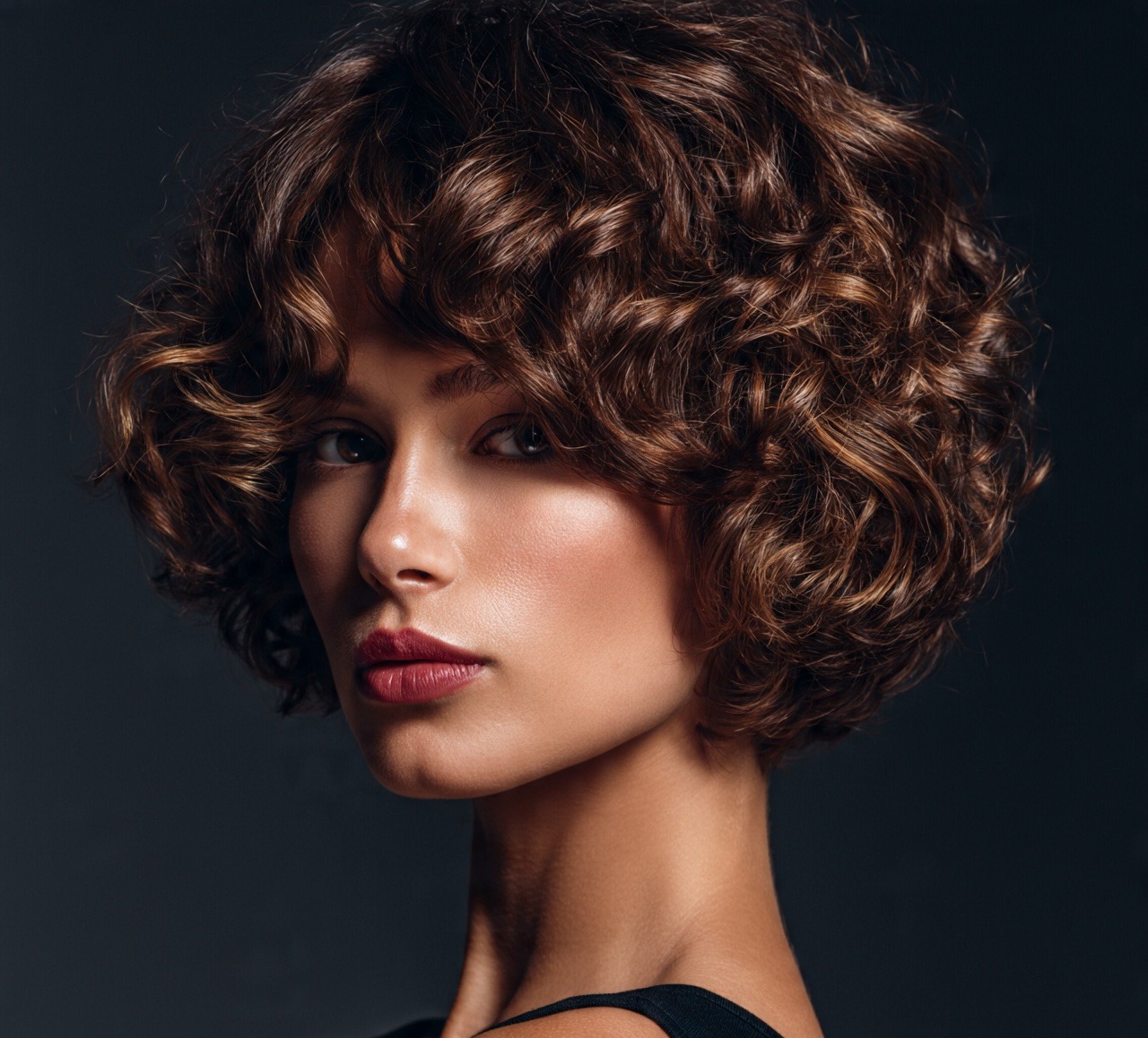 Curly Bob With Curtain Bangs