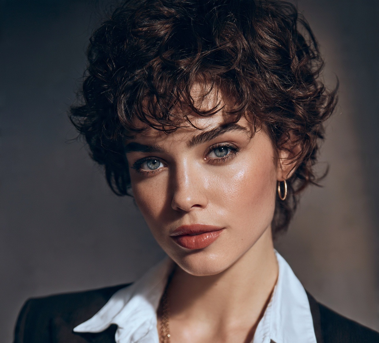 Curly Pixie With Wispy Bangs