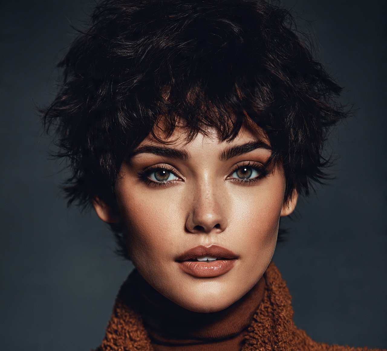 Curly Pixie with Bangs