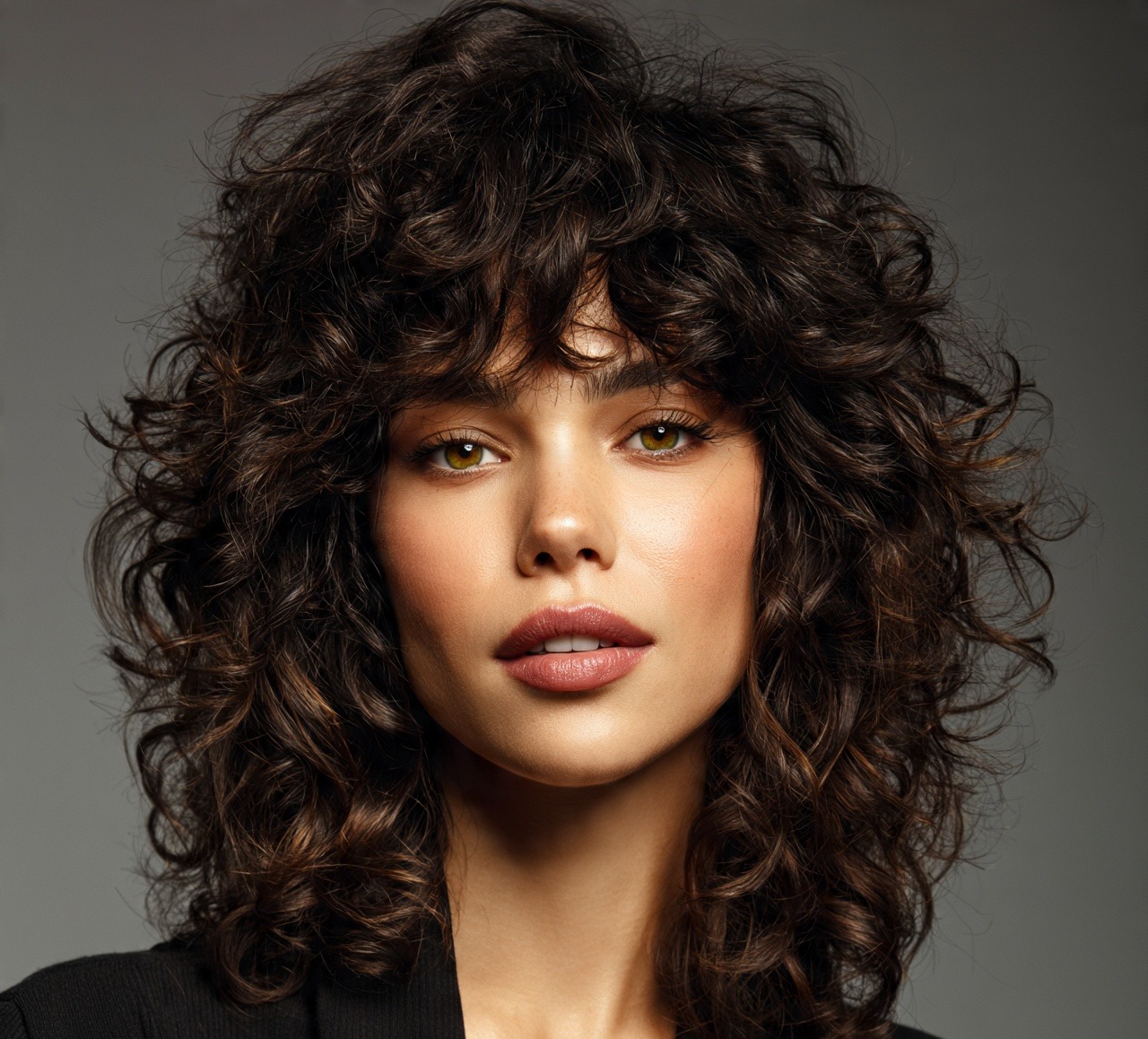 Curly Shag With Layered Bangs
