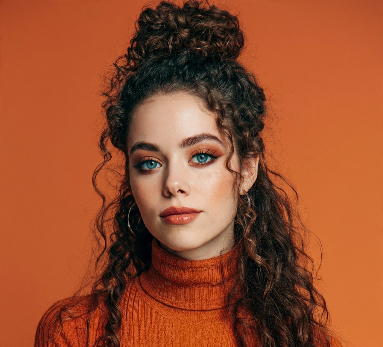 14 Hairstyles For Long Curly Hair That Will Make Every Day a Good Hair Day 4 Half Up Half Down With Curly Top Knot