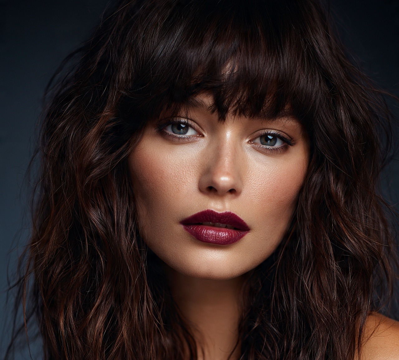 Loose Waves With Brow Grazing Bangs
