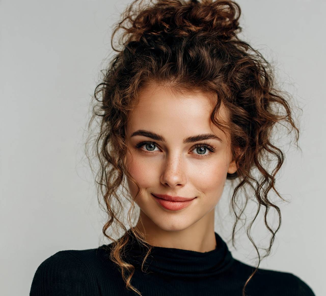 Messy Curly Bun Half Up