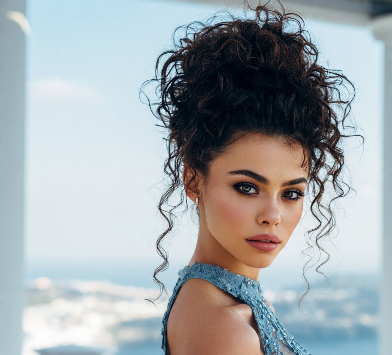 Pineapple Updo with Tendrils