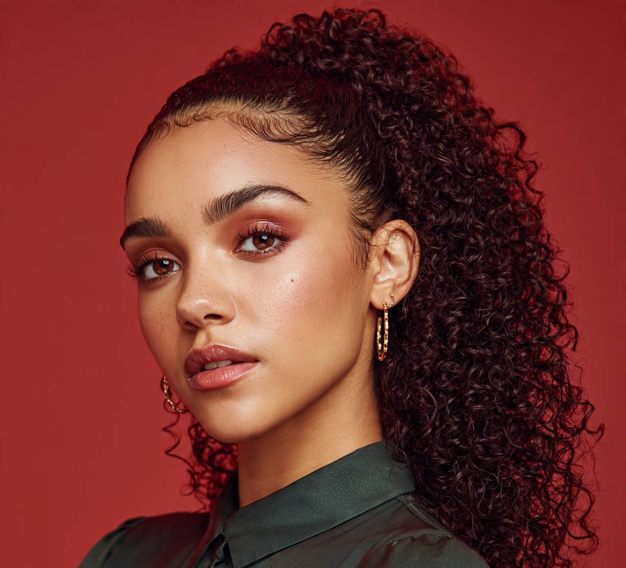 Sleek Top Section Half Down Curls