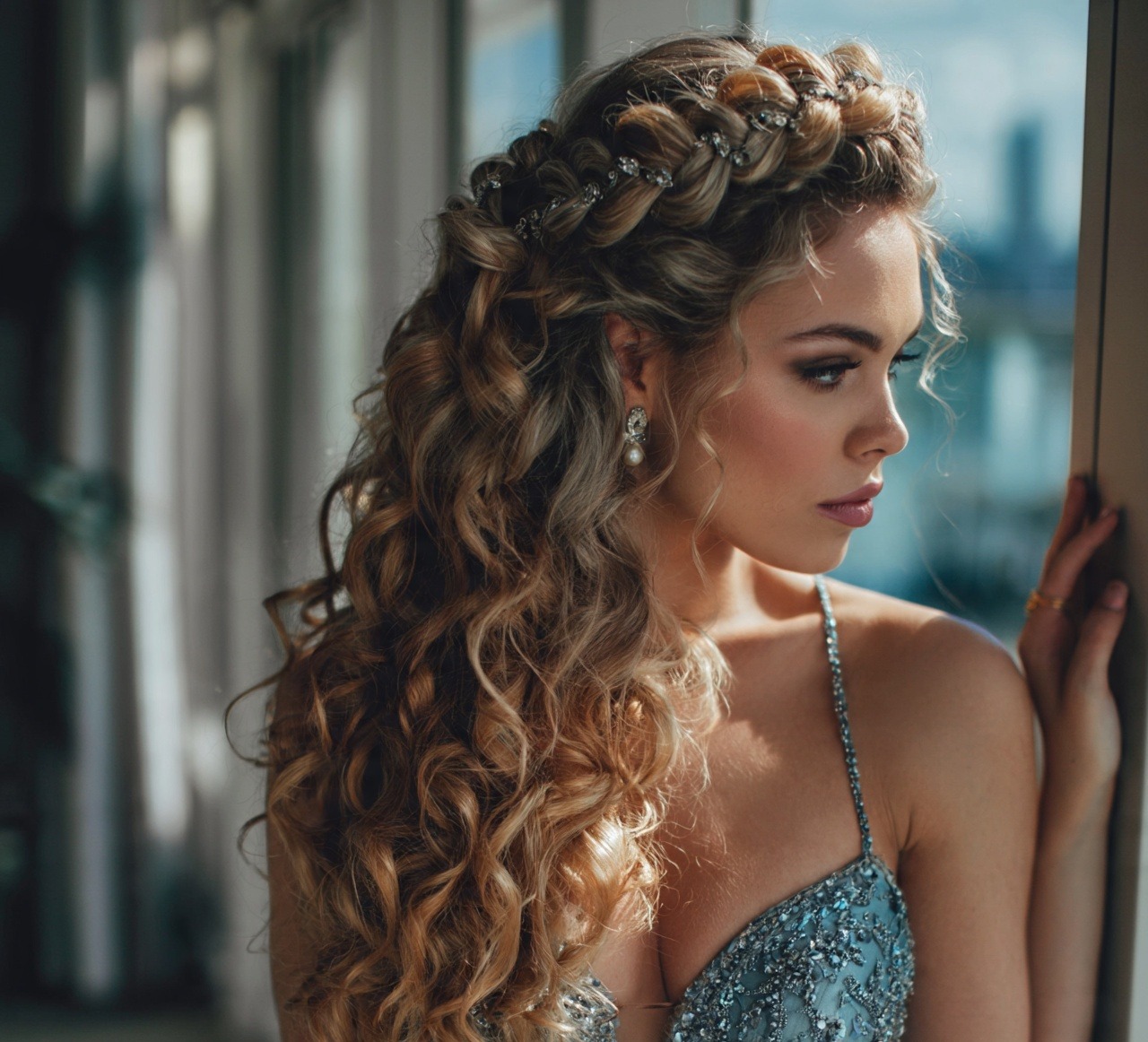 Twisted Crown with Loose Curls