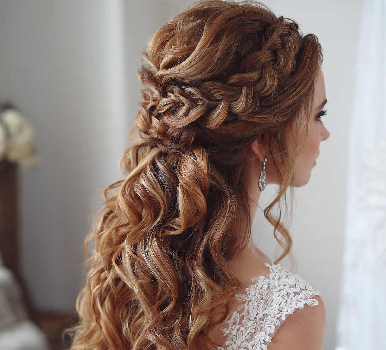 Waterfall Braid with Cascading Curls