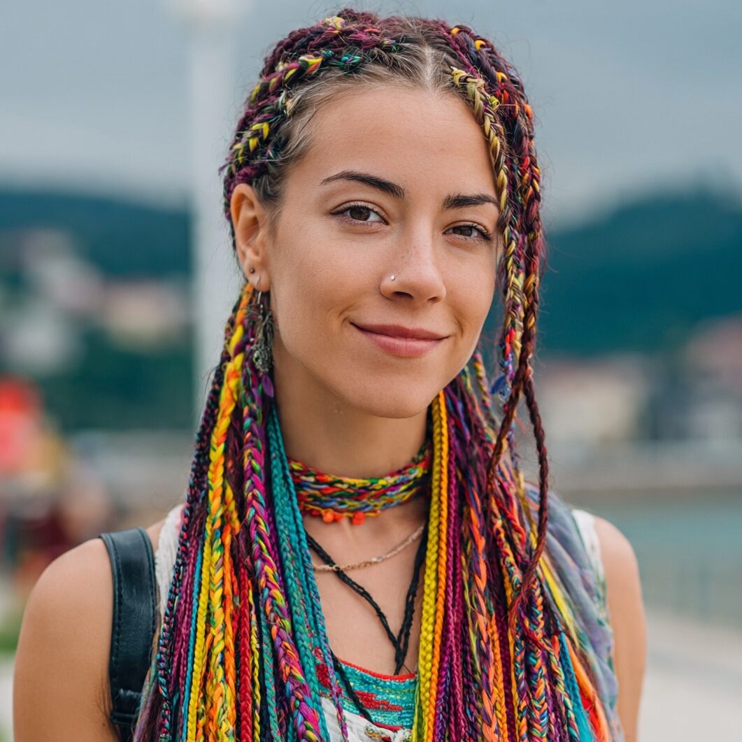 an attractive woman with funny creative braided ex edited