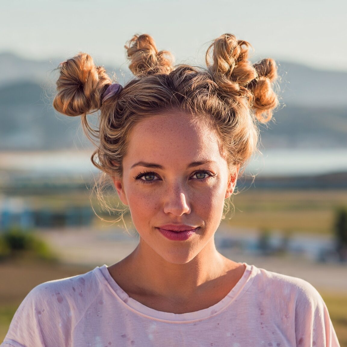 an attractive woman with funny multi bun madness h edited