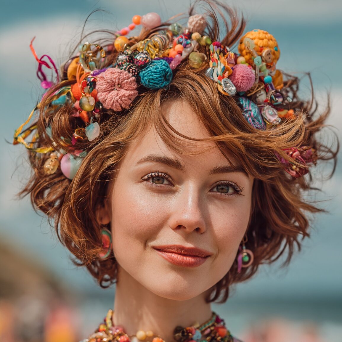 an attractive woman with funny overloaded accessor edited