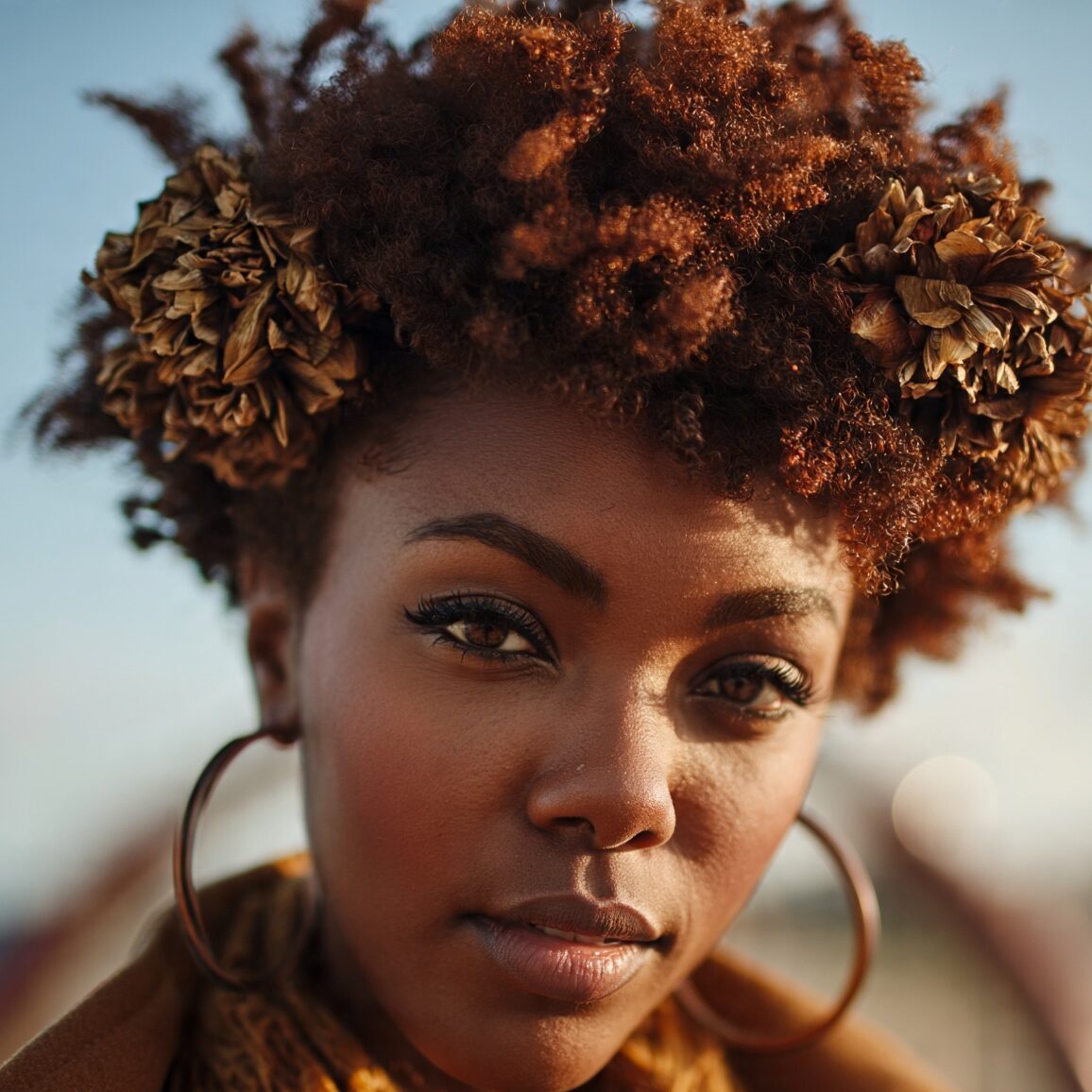 attractive woman with funny afro crown hairstyle o edited
