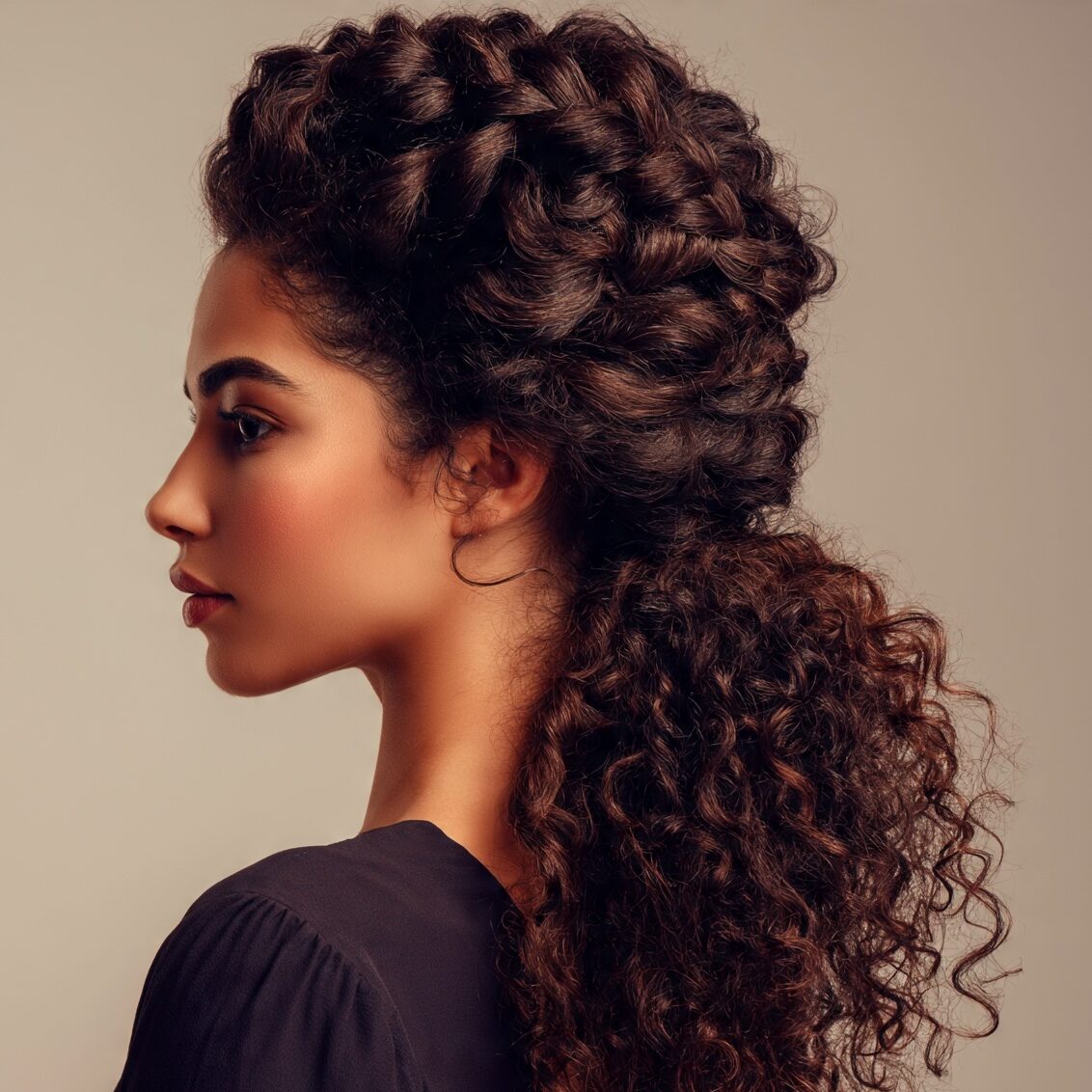 an attractive female with a braided base curly pon edited