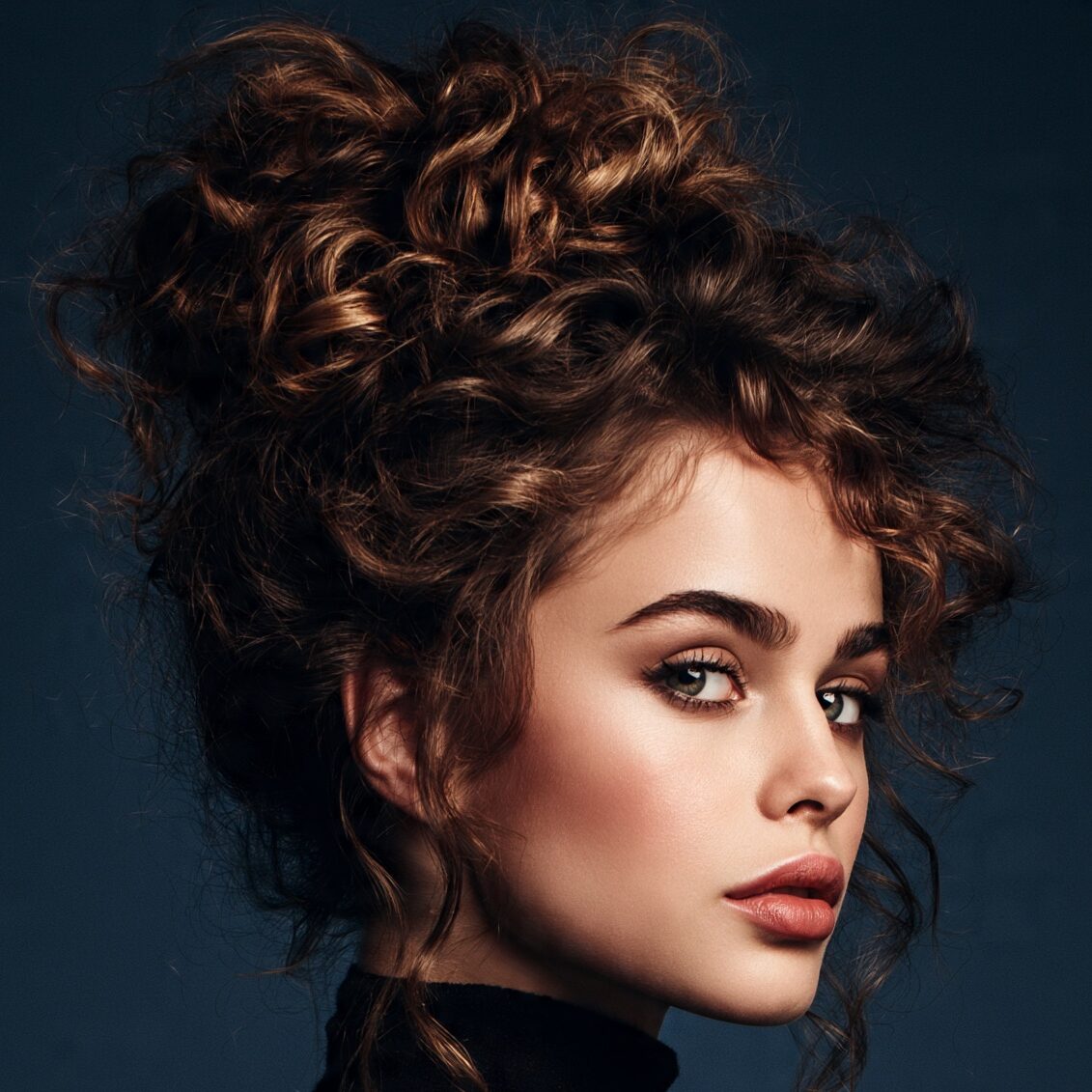 15 Curly Hairstyles Updo That Will Elevate Your Natural Texture for Good 2 an attractive female with a curly messy high curly edited