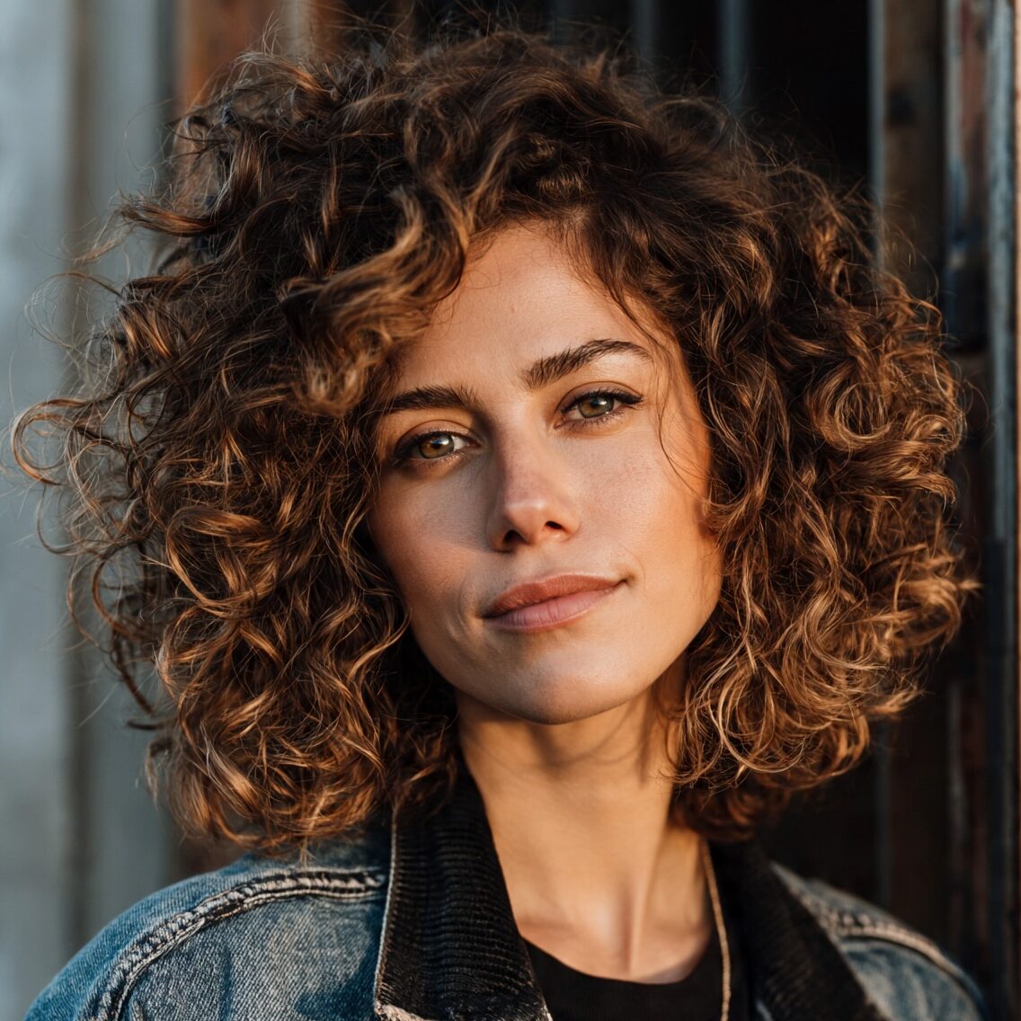 an attractive female with natural curly shoulder l edited
