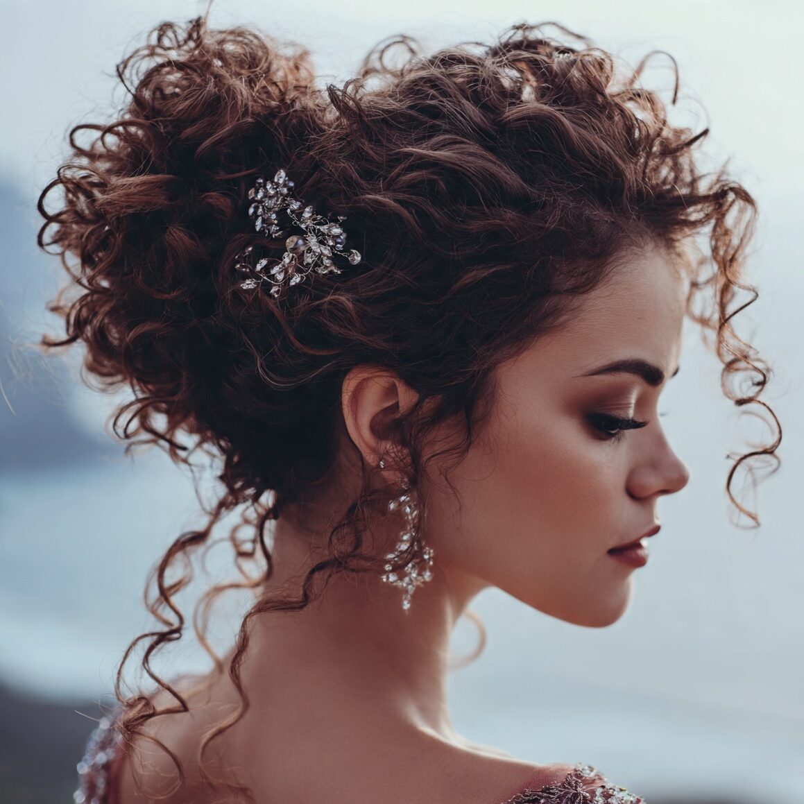 15 Curly Hairstyles Updo That Will Elevate Your Natural Texture for Good 14 attractive female with a curly bun updo hairstyle edited