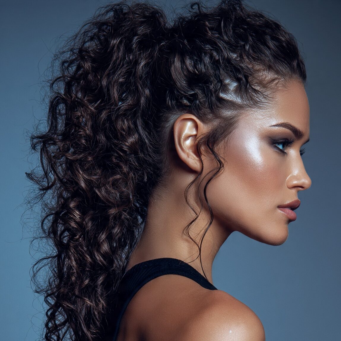 attractive female with a sleek front curly ponytai edited