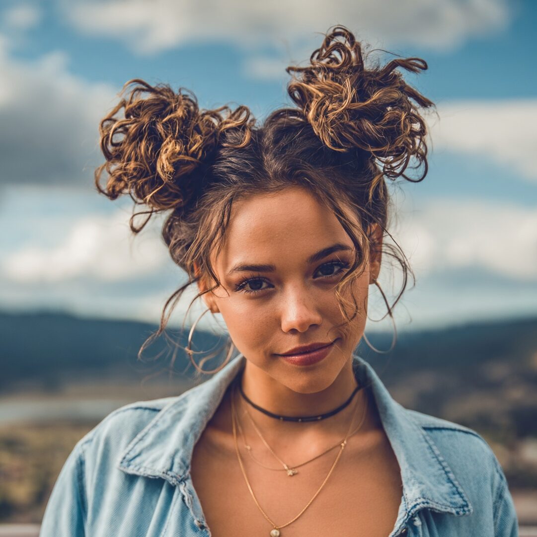 15 Curly Hairstyles Updo That Will Elevate Your Natural Texture for Good 10 attractive female with curly space buns updo hairs edited