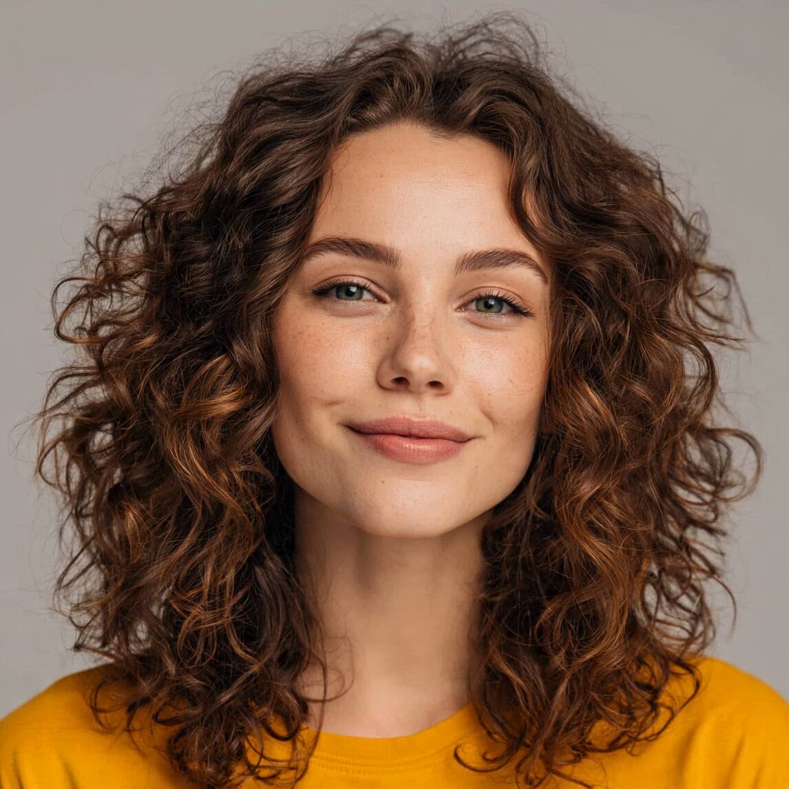 attractive female with medium length loose curly w edited