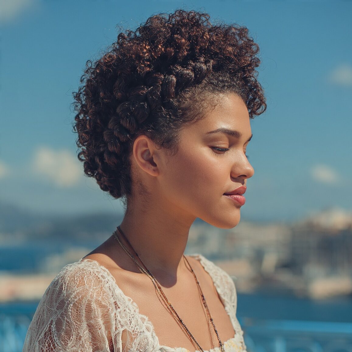 attractive female with natural curly hair styled i edited