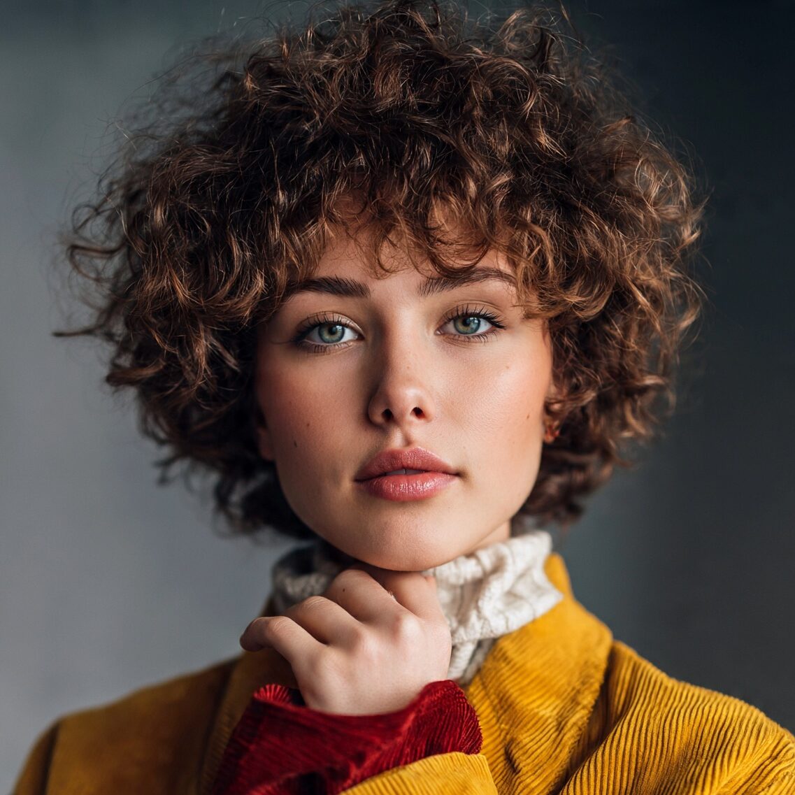 attractive female with short curly textured hair a edited