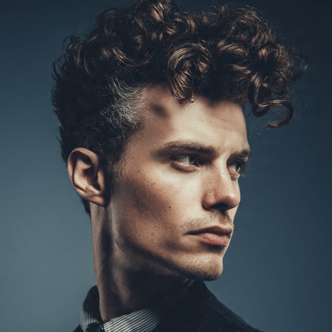 12 Men Curly Hairstyles That Will Finally Make Your Curls Work For You 7 attractive male with a curly pompadour hairstyle c edited